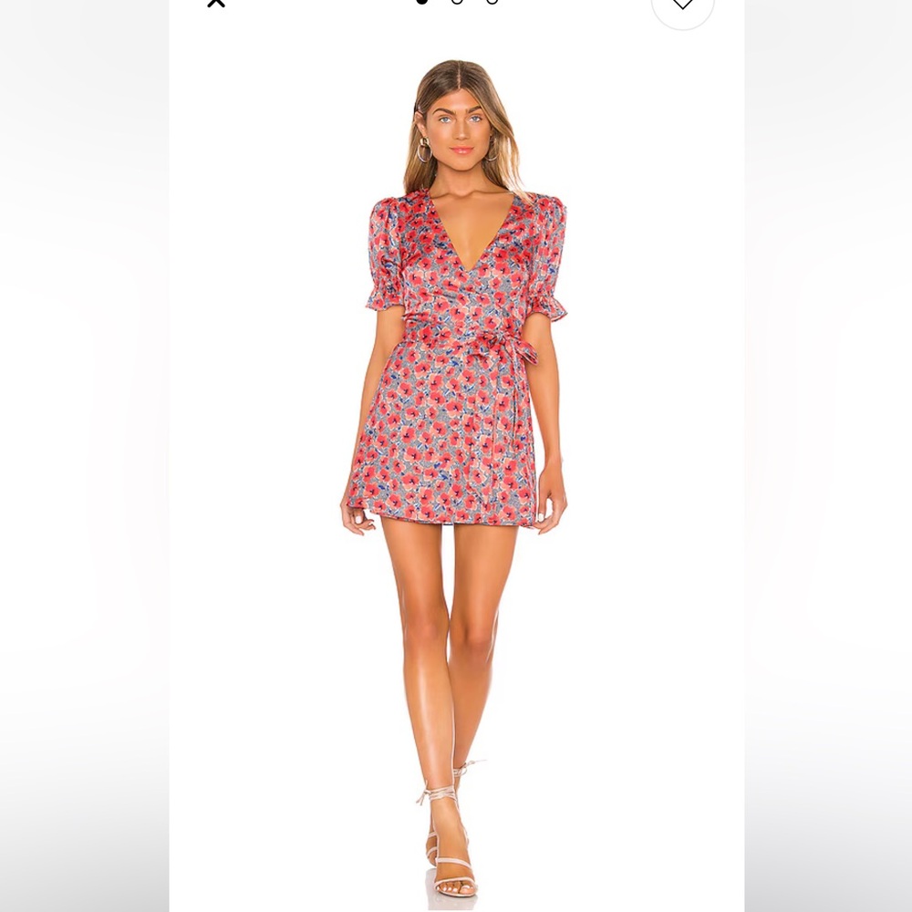 HOUSE OF HARLOW RED POPPY FLORAL MINI DRESS